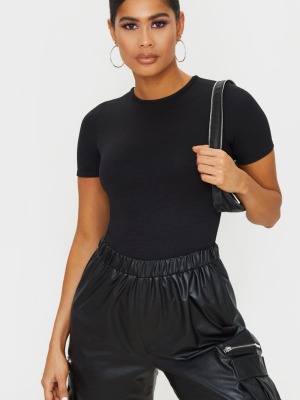 Black Rib Short Sleeve Bodysuit