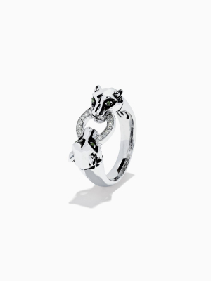 Effy Signature Sterling Silver Diamond Panther Ring, 0.09 Tcw
