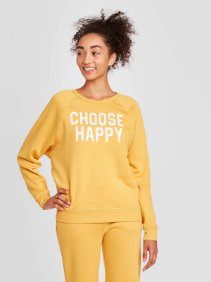 Women's Choose Happy Graphic Sweatshirt - Yellow