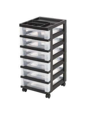 Iris 6 Drawer Rolling Storage Cart Black