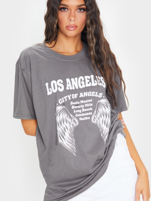 Charcoal La Wing Printed T Shirt