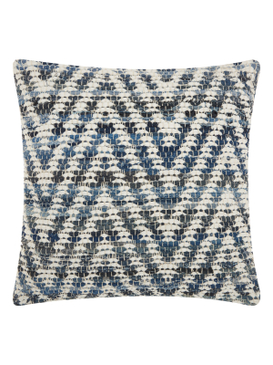 20"x20" Woven Chevron Denim Zig-zag Throw Pillow Blue - Mina Victory