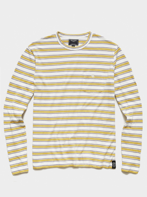 Long Sleeve Grant Stripe Pocket Tee In Gold