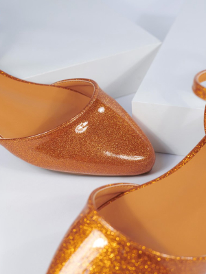 Unique Vintage Orange Glitter Libby Flats