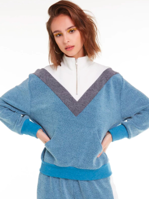 Wildfox Blocked Soto Warm-up Sweater Jewel