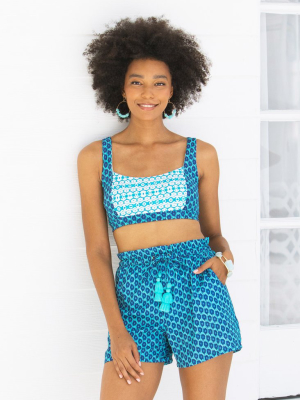 Aruba Blues Paperbag Waist Tassel Short