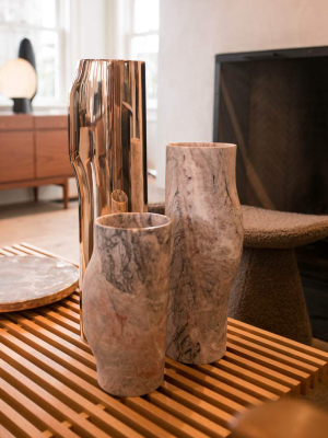 Medium Bos Vase In Roman Travertine By Christophe Delcourt For Collection Particuliere