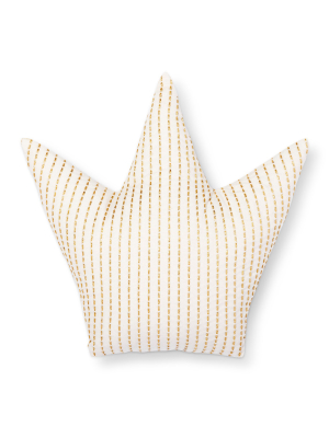 15"x15" Crown Throw Pillow Gold/white - Pillowfort™