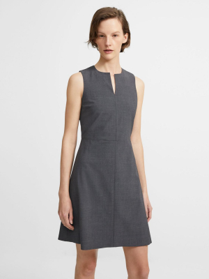 Split Front Dress In Stretch Wool