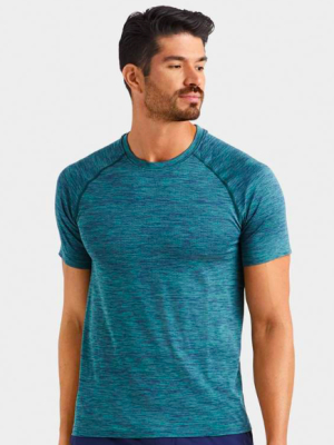 Rhone Reign Tech Short Sleeve - Mallard Green/navy Heather