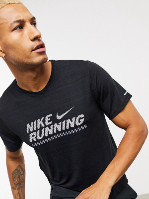 Nike Running Logo T-shirt In Black