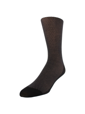 Men's Bird's Eye Patterned Graphic Dress Socks - Black