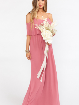 Caitlin Ruffle Maxi Dress ~ Sunset Rose Chiffon