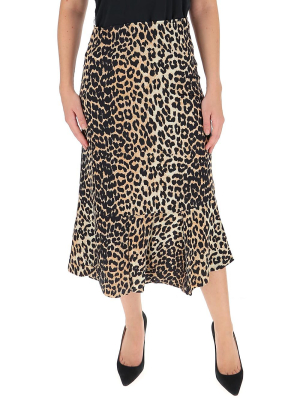 Ganni Leopard Print Midi Skirt