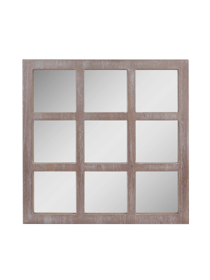 23.5" X 23.5" Rustic 9-panel Window Pane Decorative Wall Mirror - Stonebriar Collection