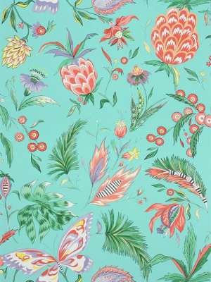 Habanera Wallpaper In Jade, Coral, And Lavender By Matthew Williamson For Osborne & Little