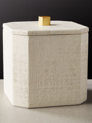 Rene Lacquered Linen White Ice Bucket