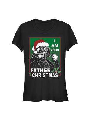 Junior's Star Wars Christmas Vader I Am Your Father T-shirt