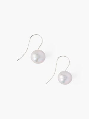 Grey Baroque Pearl And Silver Drop Earrings