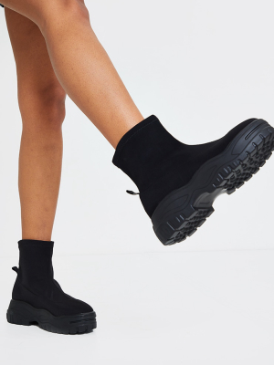 Black Chunky Wave Sole Sock Sneaker