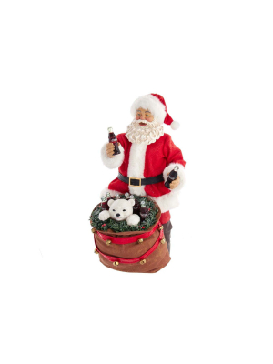 Kurt Adler 10.5-inch Coca-cola Santa With Polar Bear In Bag Table Piece