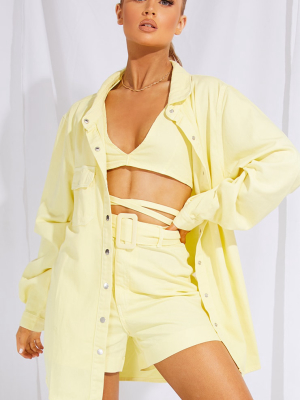 Lemon Strappy Denim Bralet Crop Top