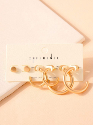 Metal Hoop Earrings Set