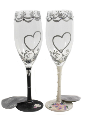 Wedding 8.5" Mr & Mrs Toasting Set Cheers To Bride Groom - Drinkware Sets