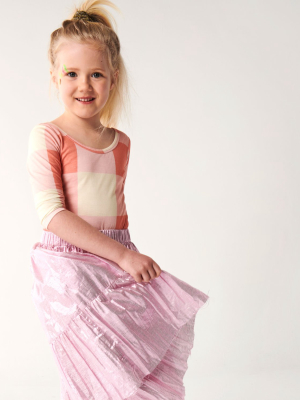 Pink Stripe Shimmer Long Skirt