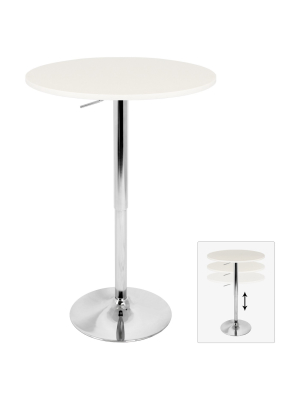 Elia 27.5" Contemporary Adjustable Pub Table White Wood Top With Chrome Frame - Lumisource