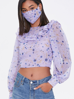 Floral Crop Top & Face Mask Set