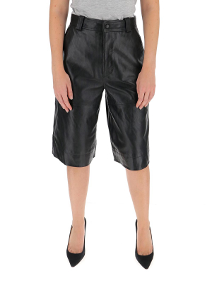 Ganni High-waisted Leather Shorts