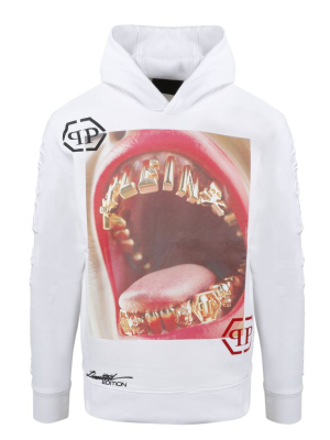 Philipp Plein Logo Teeth Print Hooded Sweater