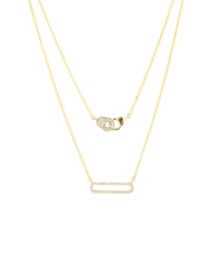 Sterling Double Layer Open Bar/handcuff Necklace