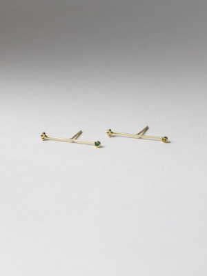 Baton Crown + Stone Dot Earring