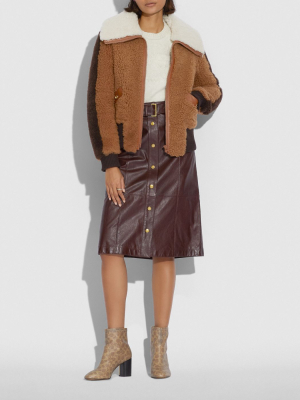 Shearling Bomber With Turnlocks