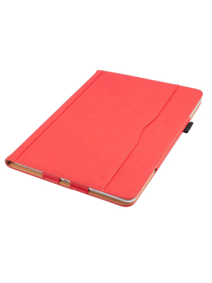 Insten - Ipad Pro 12.9" 2018, Pu Leather Case, Slim Folding Folio, Pencil Holder, Auto Wake/sleep, 3 Angles, Magnetic Closure Strip, Red