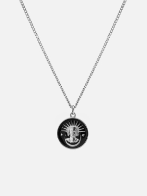 Lady Liberty Necklace, Sterling Silver/black