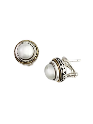 Effy 925 Sterling Silver & 18k Gold Cultured Pearl Earrings