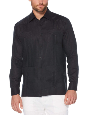 Big & Tall 100% Linen Classic Guayabera Shirt - Long Sleeve