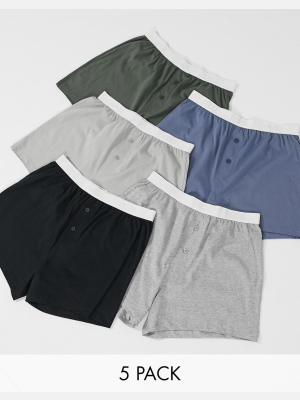 Asos Design 5 Pack Jersey Boxer Shorts Save