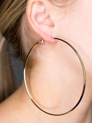 Large 3.5" Gold Hoop Pierced Earrings