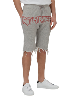 R13 Ripped Logo Printed Sweat Shorts