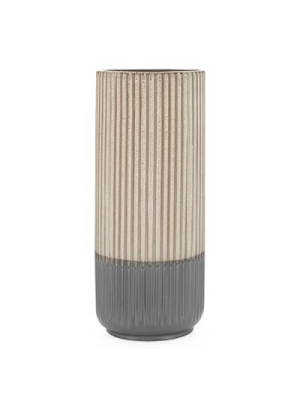 Palma Layered Glaze Ceramic 13.5" Vase In Creme