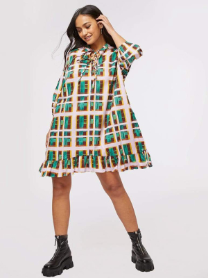 Glamorous Green Orchid Check Dress