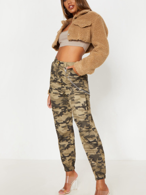 Khaki Camo Pocket Detail Cargo Pants