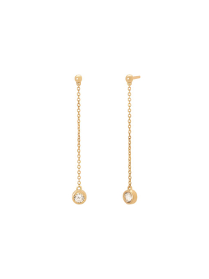 White Sapphire Dipper Earrings - Yellow Gold