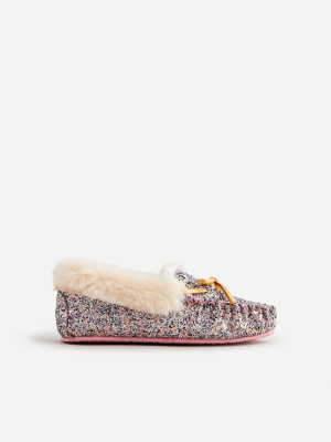 Girls' Lodge Moccasins In Rainbow Glitter