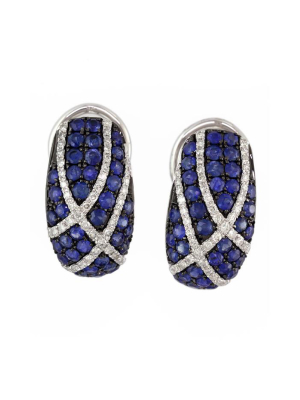 Effy Gemma 14k White Gold Blue Sapphire And Diamond Earrings, 2.43 Tcw