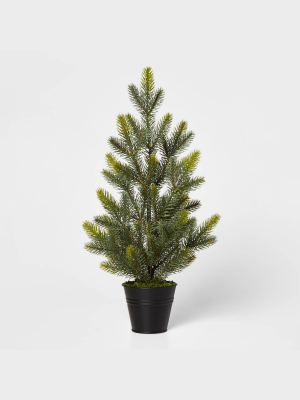 Large Greenery Christmas Tree In Black Bucket Decorative Figurine Green - Wondershop™